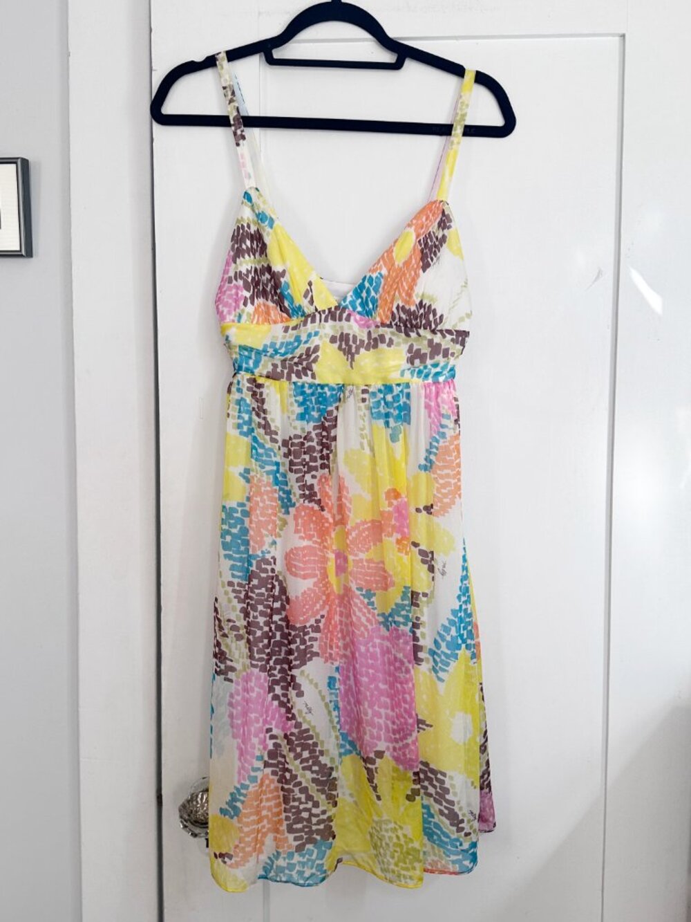 Milly New York Y2K Floral Empire Waist Chiffon Dress Size 6 Resort